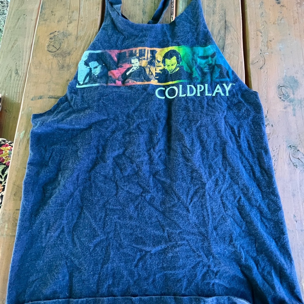 COLD PLAY TOUR CUT OUT T SHIRT/TANK TOP, zipper up back, med